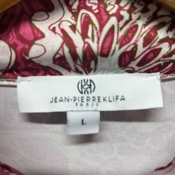 Jean Pierre Klifa Paris Floral Red Pattern 1/4 Zip Pullover Long Sleeve Top Size - Picture 7 of 14